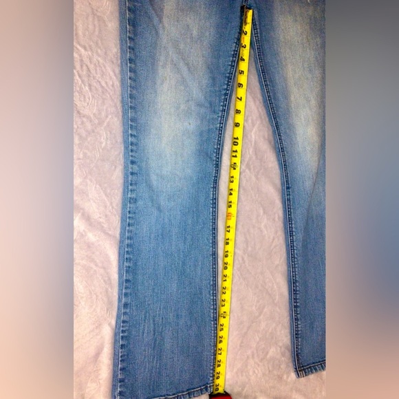 Y2K Candies Juniors Distressed Embroidered Low Rise Flare Leg Jeans - Picture 6 of 6